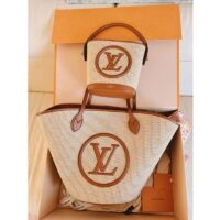 Louis Vuitton Women Saint Jacques Caramel Brown Synthetic Knitted Raffia Cowhide Leather