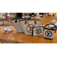 Louis Vuitton Women Saint Jacques Caramel Brown Synthetic Knitted Raffia Cowhide Leather