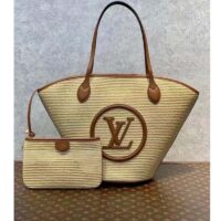 Louis Vuitton Women Saint Jacques Caramel Brown Synthetic Knitted Raffia Cowhide Leather
