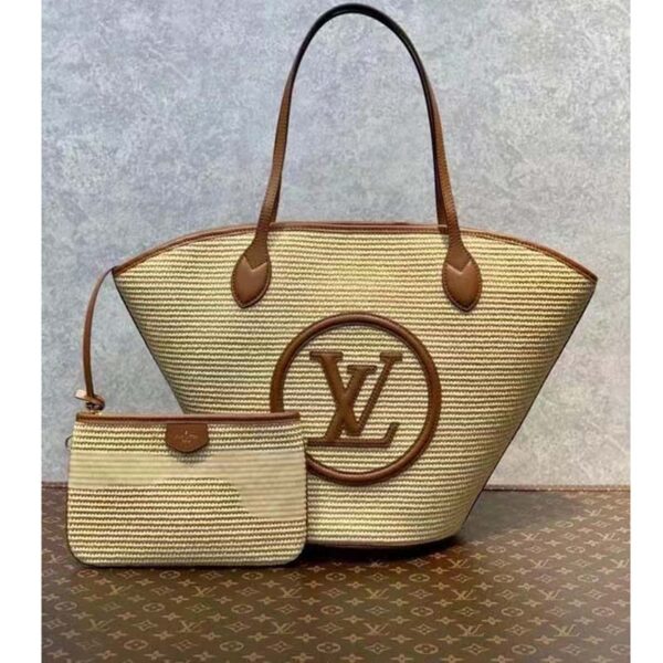 Louis Vuitton Women Saint Jacques Caramel Brown Synthetic Knitted Raffia Cowhide Leather (5)