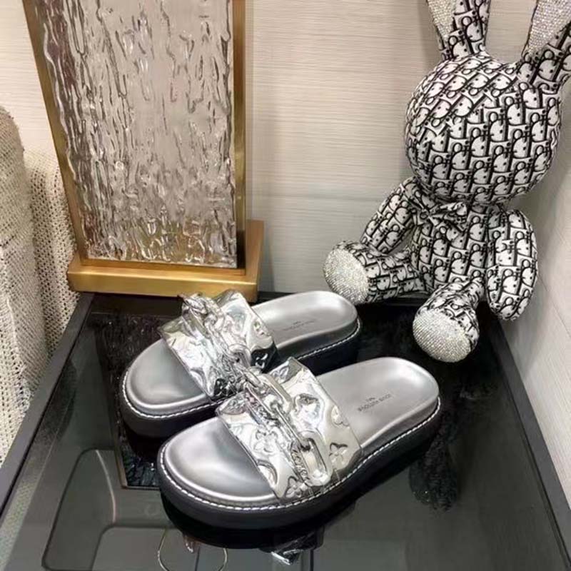 LOUIS VUITTON Lv Sunset Flat Comfort Mule - Noir Blanc