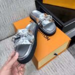 Louis Vuitton Women Sunset Flat Comfort Mule Silver Monogram Embossed Metallic Calf - immagine 9