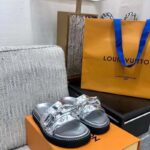Louis Vuitton Women Sunset Flat Comfort Mule Silver Monogram Embossed Metallic Calf - immagine 7