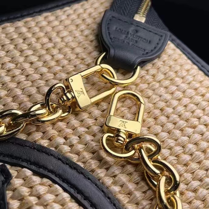 Louis Vuitton Toiletry Pouch On Chain Beige/Black in Raffia with Gold-tone  - US