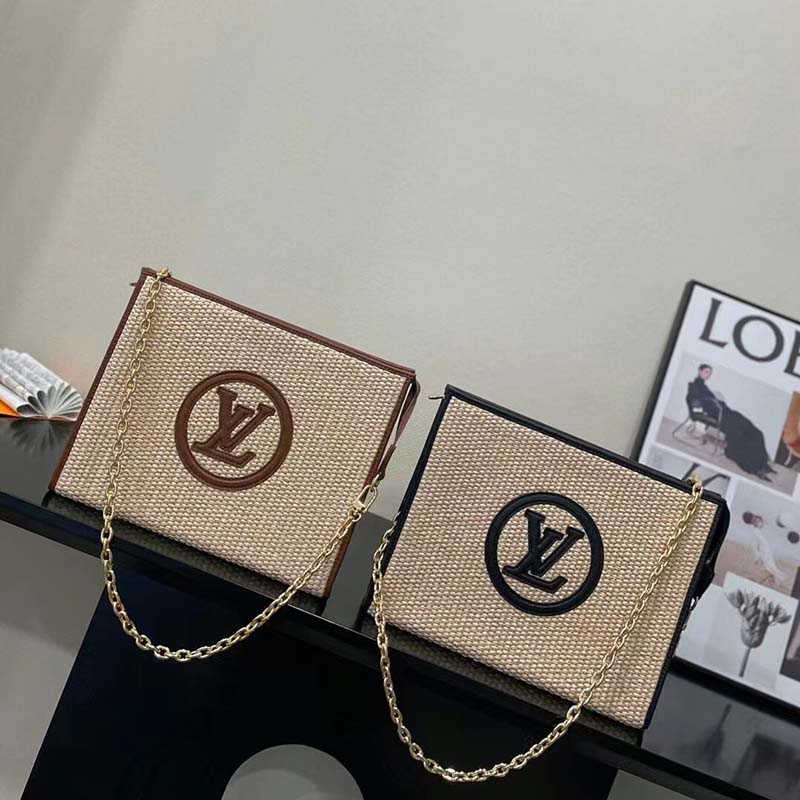 Louis Vuitton Women Toiletry Pouch On Chain Natural Black Raffia