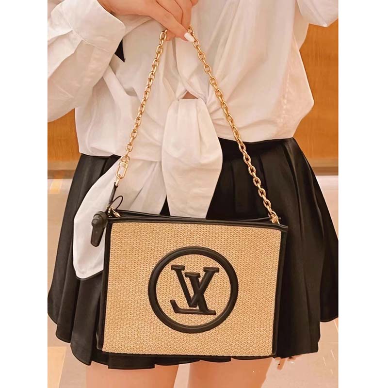 Louis Vuitton Beige/Black Raffia And Leather Toiletry Pouch On Chain Bag  Louis Vuitton