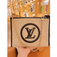 Louis Vuitton Women Toiletry Pouch On Chain Natural Black Raffia Cowhide Leather (4)