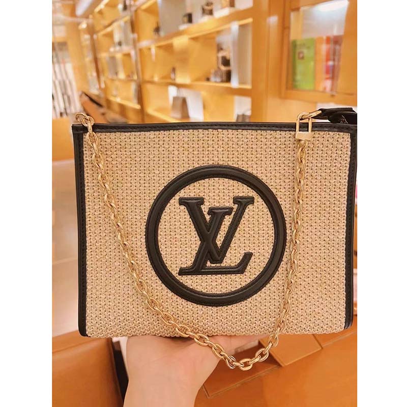 Louis Vuitton Beige/Black Raffia And Leather Toiletry Pouch On