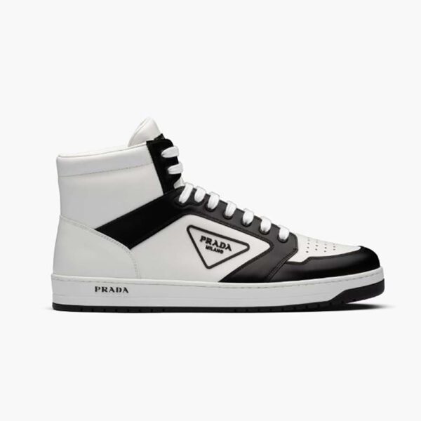 Prada Men Sporty Leather High-Top Sneakers-Black (1)