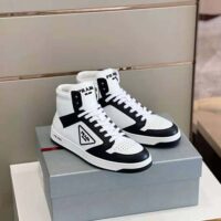 Prada Men Sporty Leather High-Top Sneakers-Black (1)