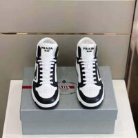 Prada Men Sporty Leather High-Top Sneakers-Black (1)