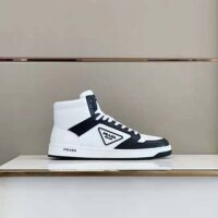 Prada Men Sporty Leather High-Top Sneakers-Black (1)