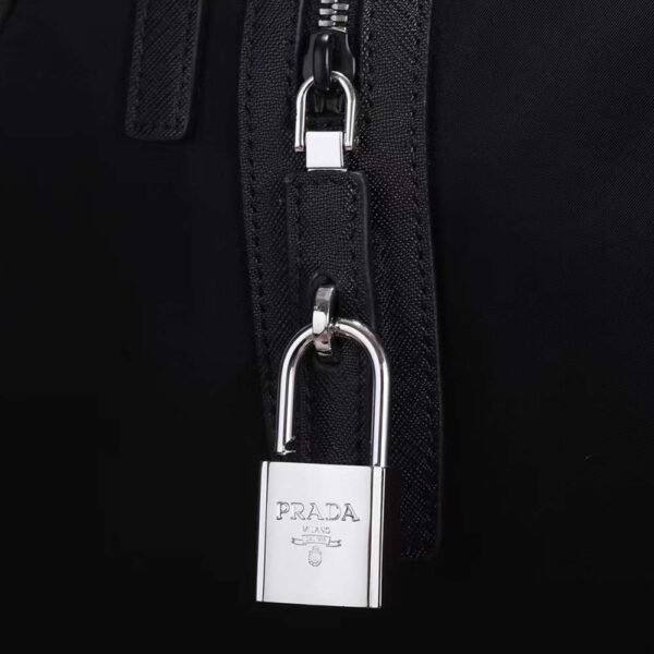 Prada Unisex Re-Nylon Saffiano Leather Handles Duffle Black Bag (9)