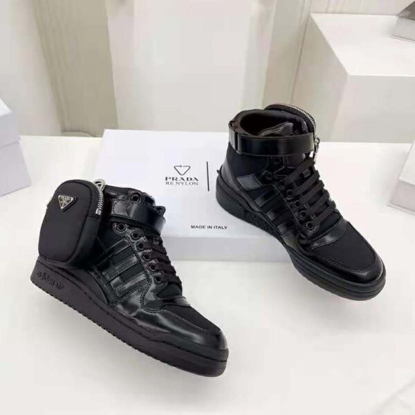 Prada Women Adidas for Prada Re-Nylon Forum High-Top Sneakers-Black (3)