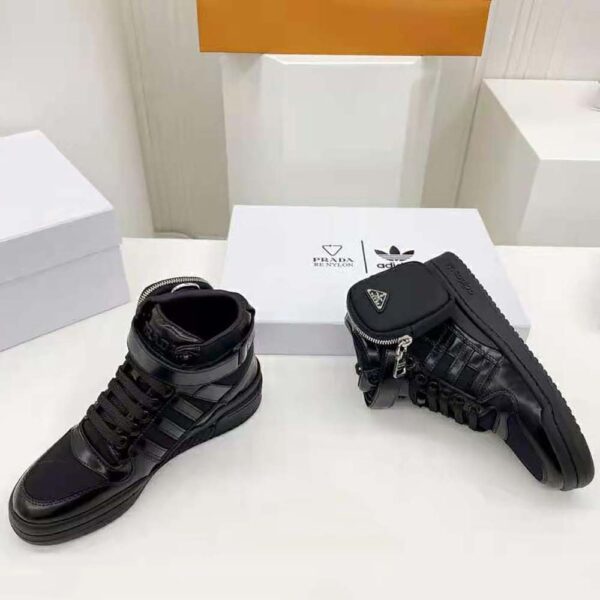 Prada Women Adidas for Prada Re-Nylon Forum High-Top Sneakers-Black (4)