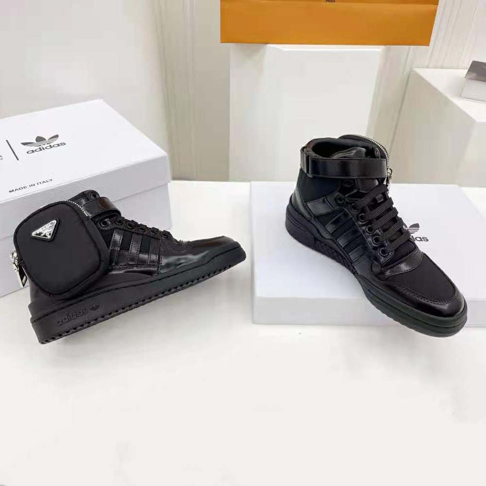 Prada Women Adidas for Prada Re-Nylon Forum High-Top Sneakers-Black