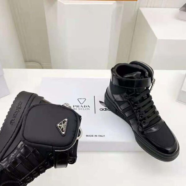 Prada Women Adidas for Prada Re-Nylon Forum High-Top Sneakers-Black (8)