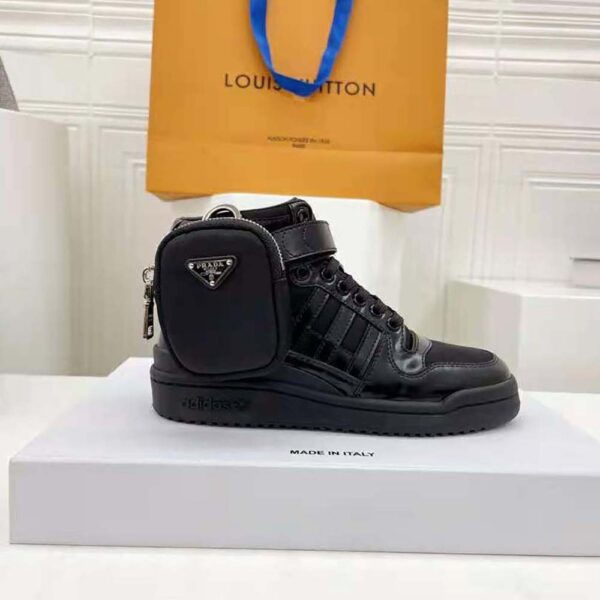 Prada Women Adidas for Prada Re-Nylon Forum High-Top Sneakers-Black (9)