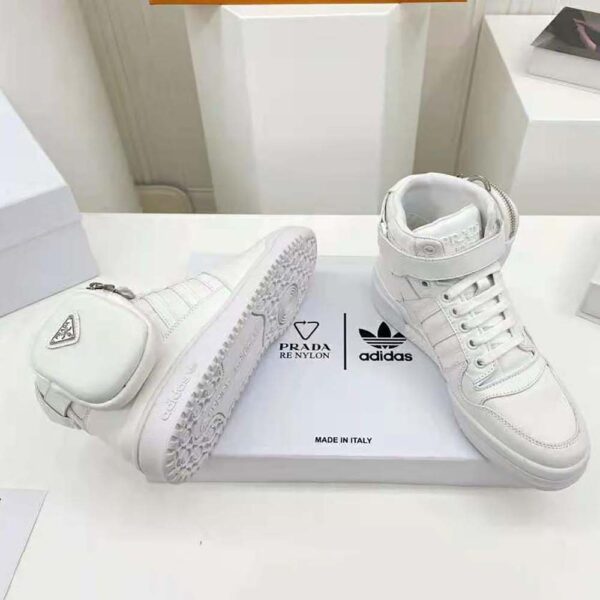 Prada Women Adidas for Prada Re-Nylon Forum High-Top Sneakers-White (10)