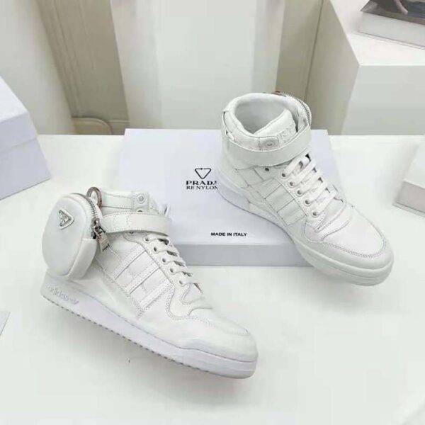 Prada Women Adidas for Prada Re-Nylon Forum High-Top Sneakers-White (3)