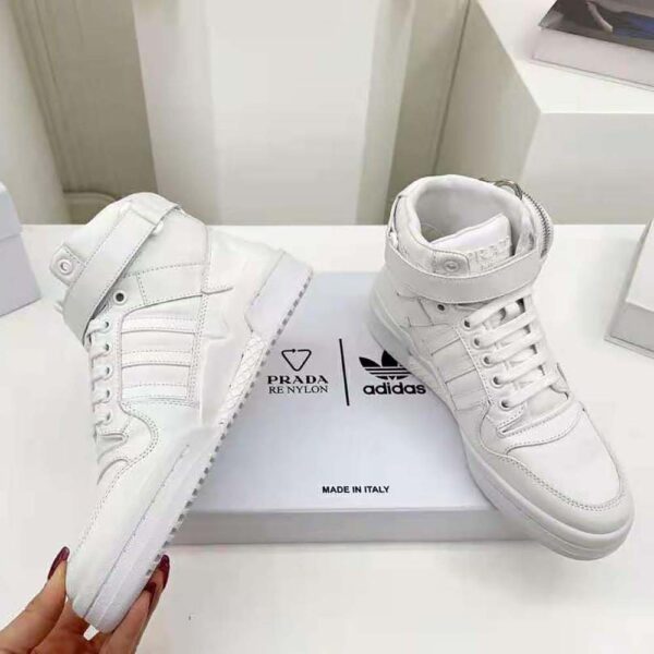 Prada Women Adidas for Prada Re-Nylon Forum High-Top Sneakers-White (8)