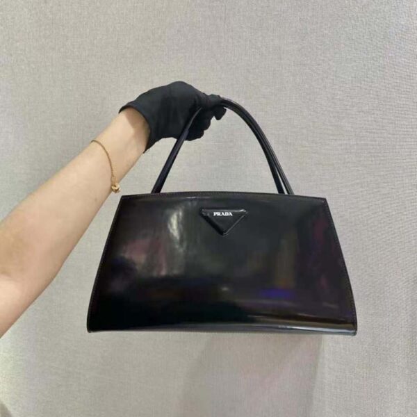 Prada Women Brushed Leather Handbag-black (2)