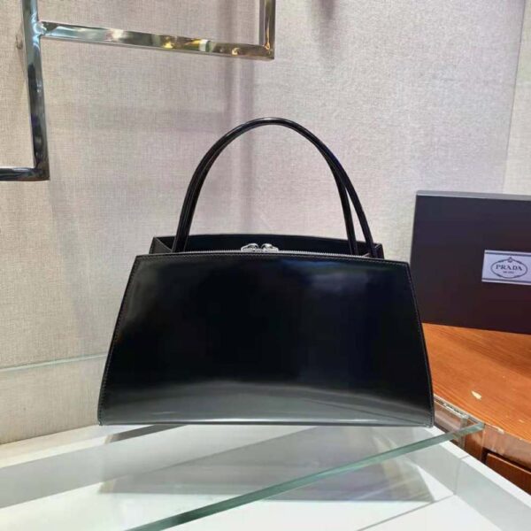 Prada Women Brushed Leather Handbag-black (3)