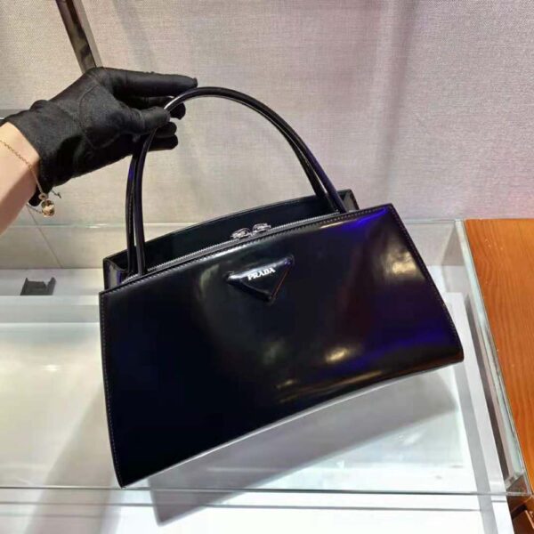 Prada Women Brushed Leather Handbag-black (6)