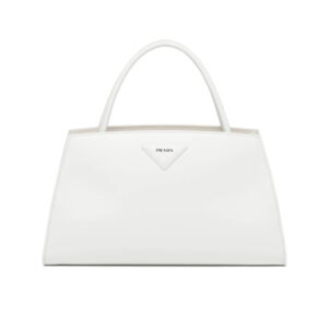 Prada Women Brushed Leather Handbag-White