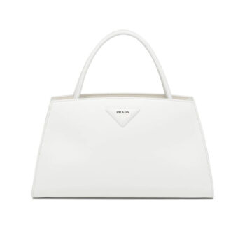 Prada Women Brushed Leather Handbag-White