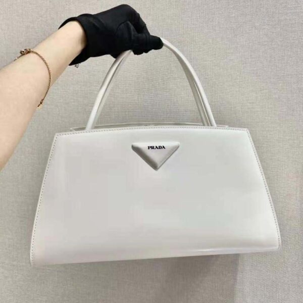 Prada Women Brushed Leather Handbag-white (2)