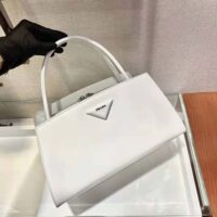 Prada Women Brushed Leather Handbag-white (1)