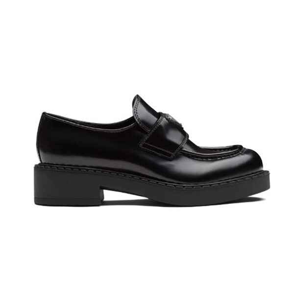 Prada Women Brushed Leather Loafers-Black (1)