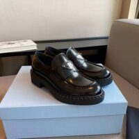 Prada Women Brushed Leather Loafers-Black (1)