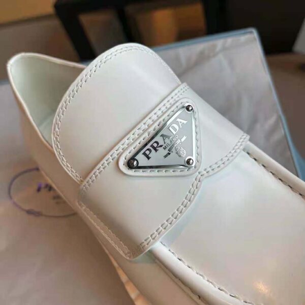Prada Women Brushed Leather Loafers-White (8)