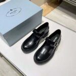 Prada Women Brushed-Leather Mary Jane T-strap Shoes-Black - immagine 2