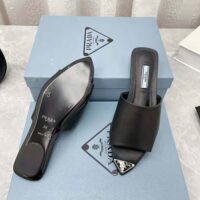 Prada Women Brushed Leather Slides with a Modernist Line Feature an Unexpected (1)