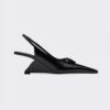 Prada Women Brushed Leather Slingback Pumps in 65mm Heel-Black