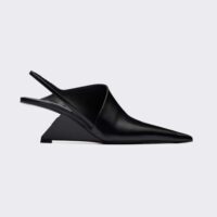 Prada Women Brushed Leather Slingback Pumps in 65mm Heel Height-Black (1)