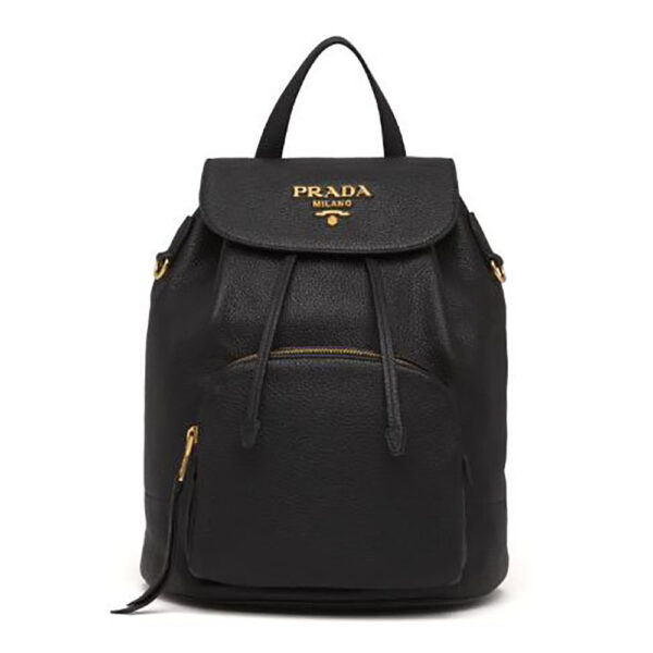 Prada Women Calf Leather Backpack and Handle Bag-Black