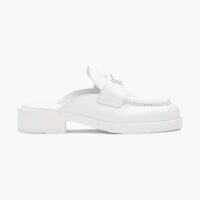 Prada Women Chocolate Brushed Leather Mules-White (1)