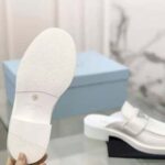 Prada Women Chocolate Brushed Leather Mules-White – Bild 7