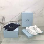 Prada Women Chocolate Brushed Leather Mules-White – Bild 2