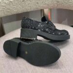 Prada Women Chocolate Satin Loafers with Crystals-Black – Image 9