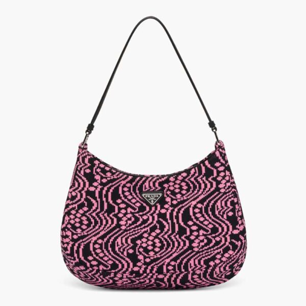 Prada Women Cleo Jacquard Knit and Leather Bag-Pink (1)