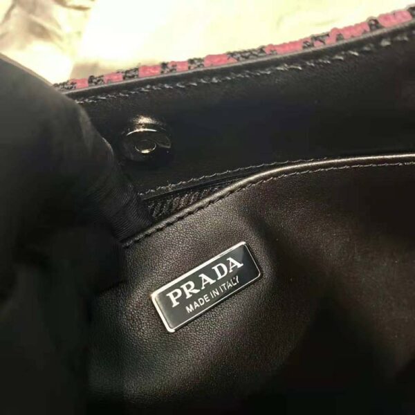 Prada Women Cleo Jacquard Knit and Leather Bag-Pink (10)