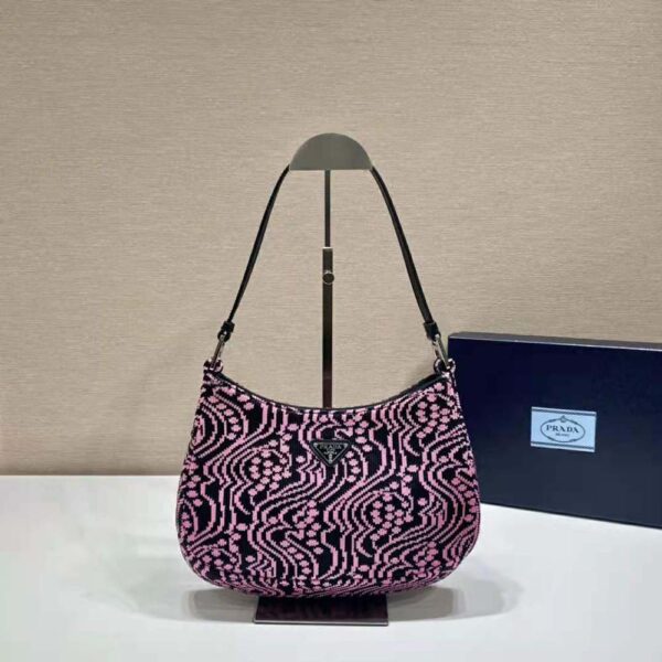Prada Women Cleo Jacquard Knit and Leather Bag-Pink (2)