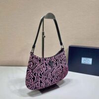 Prada Women Cleo Jacquard Knit and Leather Bag-Pink (1)