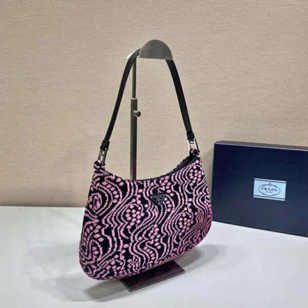 Prada Women Cleo Jacquard Knit and Leather Bag-Pink (3)