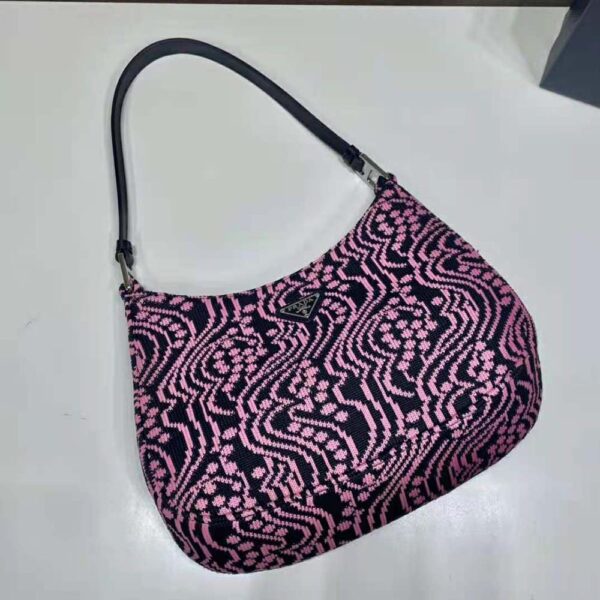 Prada Women Cleo Jacquard Knit and Leather Bag-Pink (5)